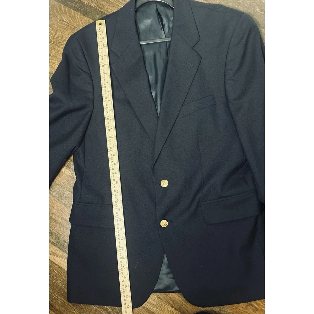 navy blue RALPH LAUREN‎ CHAPS gold buttons blazer suit jacket sport coat 42 R